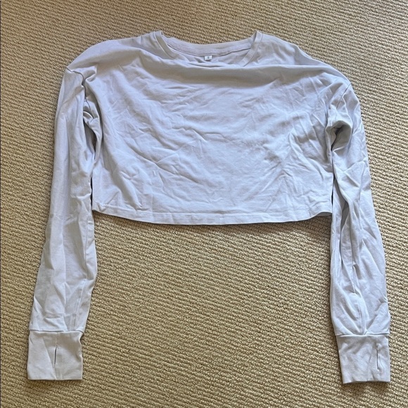 Tops - Women's Long Sleeve Crop Top - White